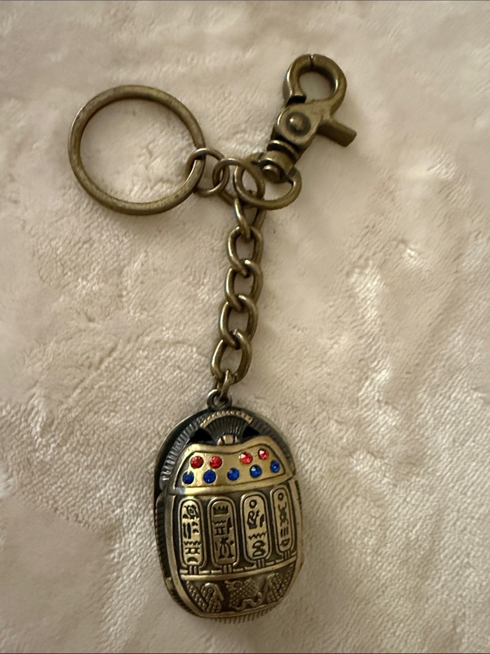 Antique Brass Egyptian Hieroglyph Keychain